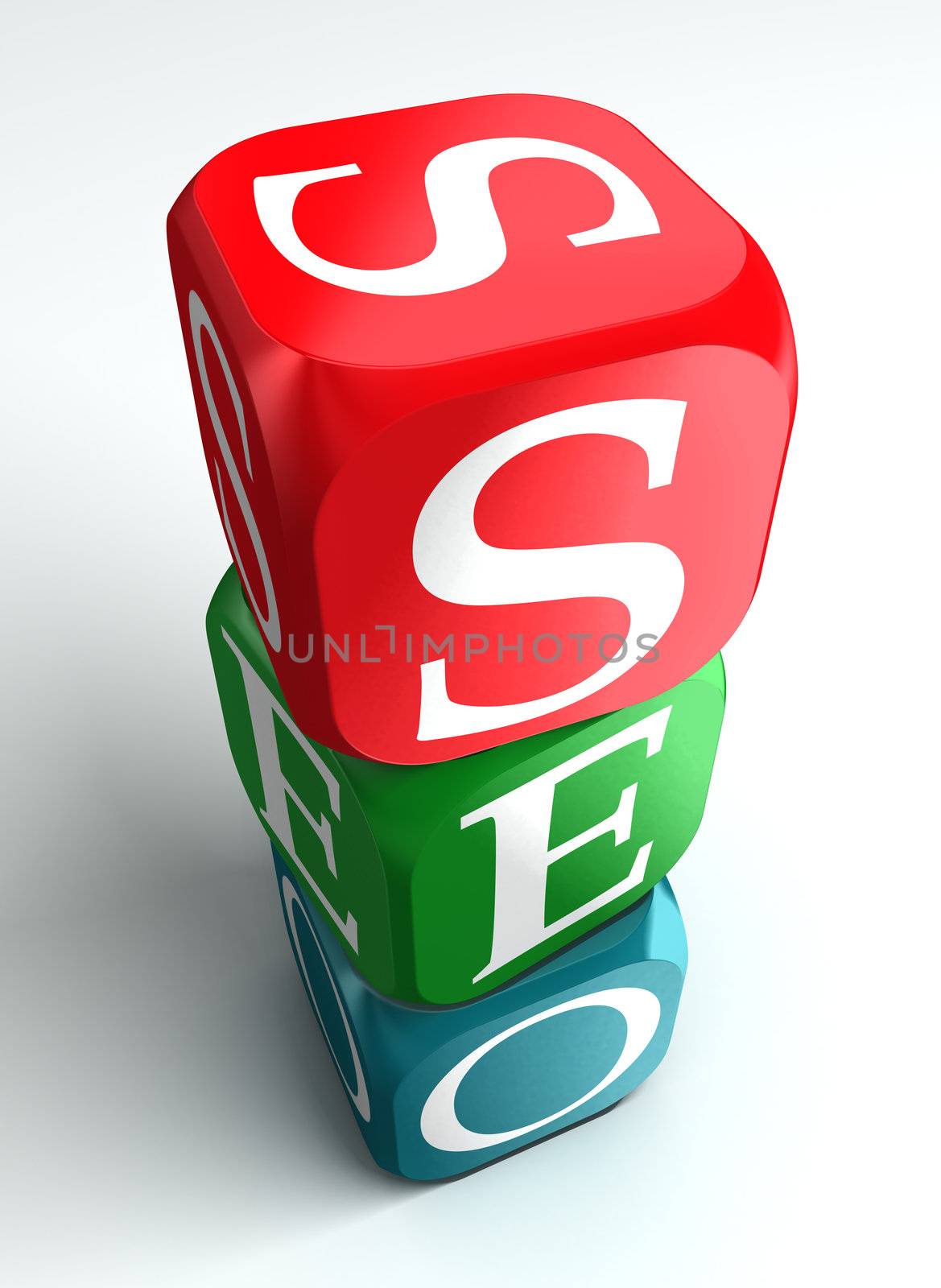 seo 3d colorful buzzword on white background