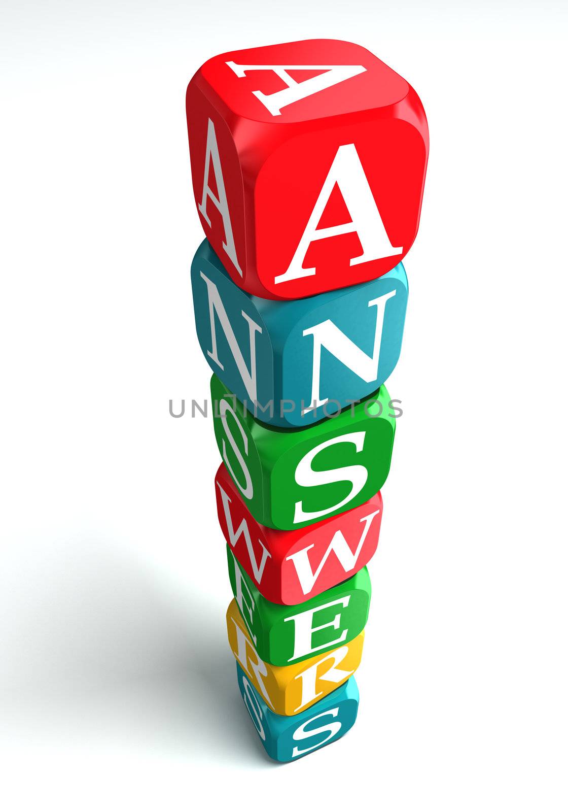 answers 3d colorful buzzword on white background