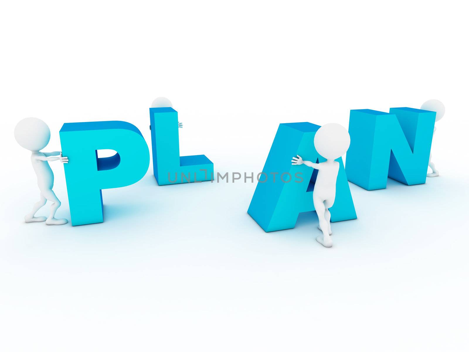 3d business characters building plan word