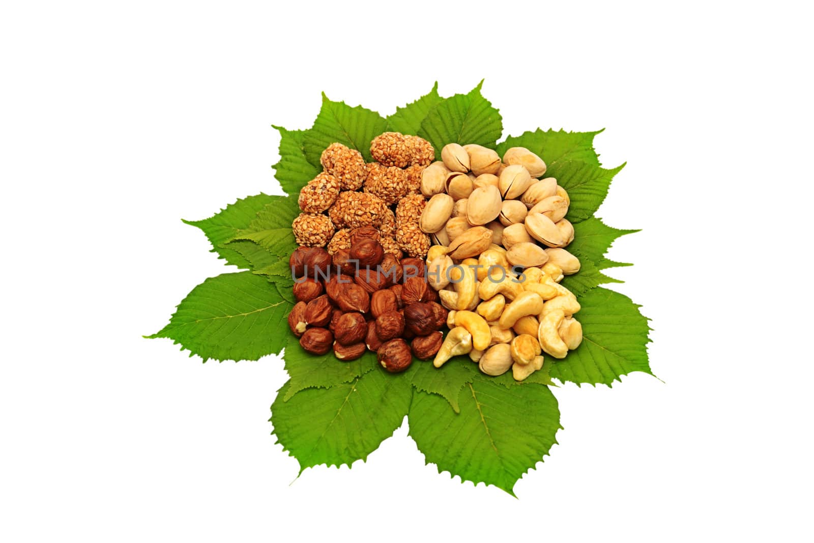 Set of nuts - cashews, almonds, walnuts, hazelnut