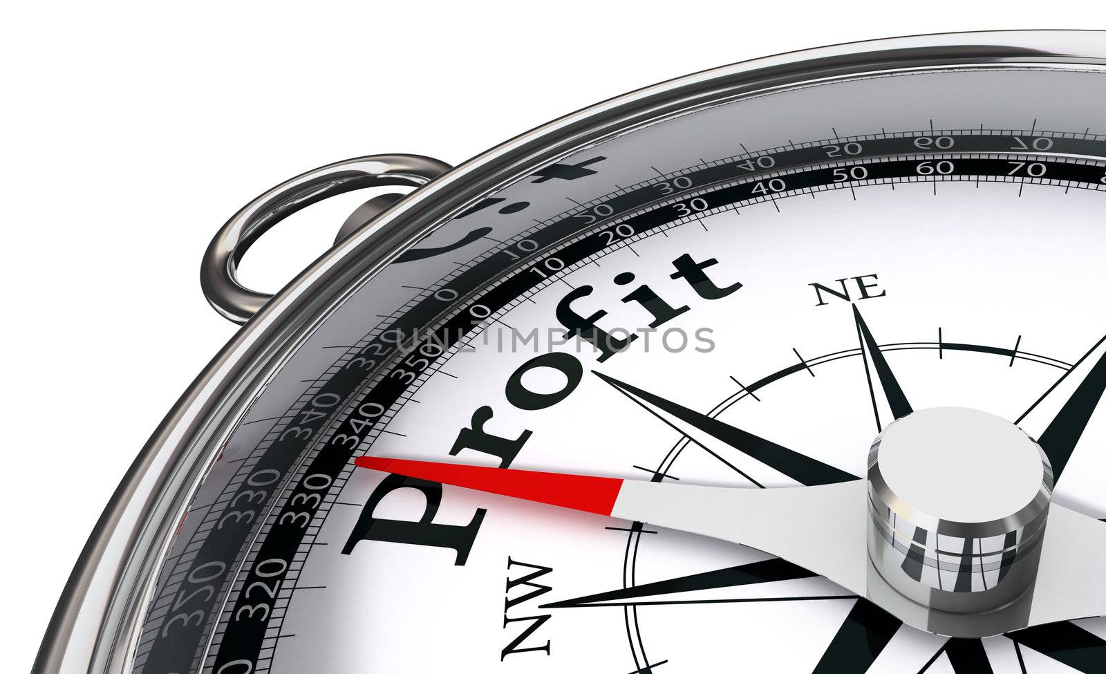 profit the way indicated by compass conceptual image