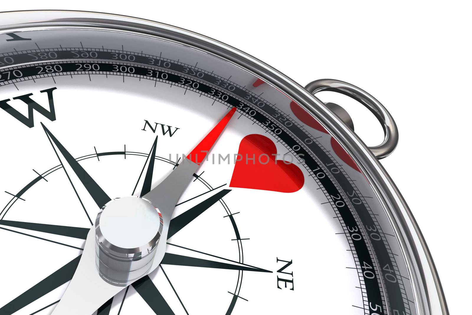 how to find love conceptual image with compass and red heart
