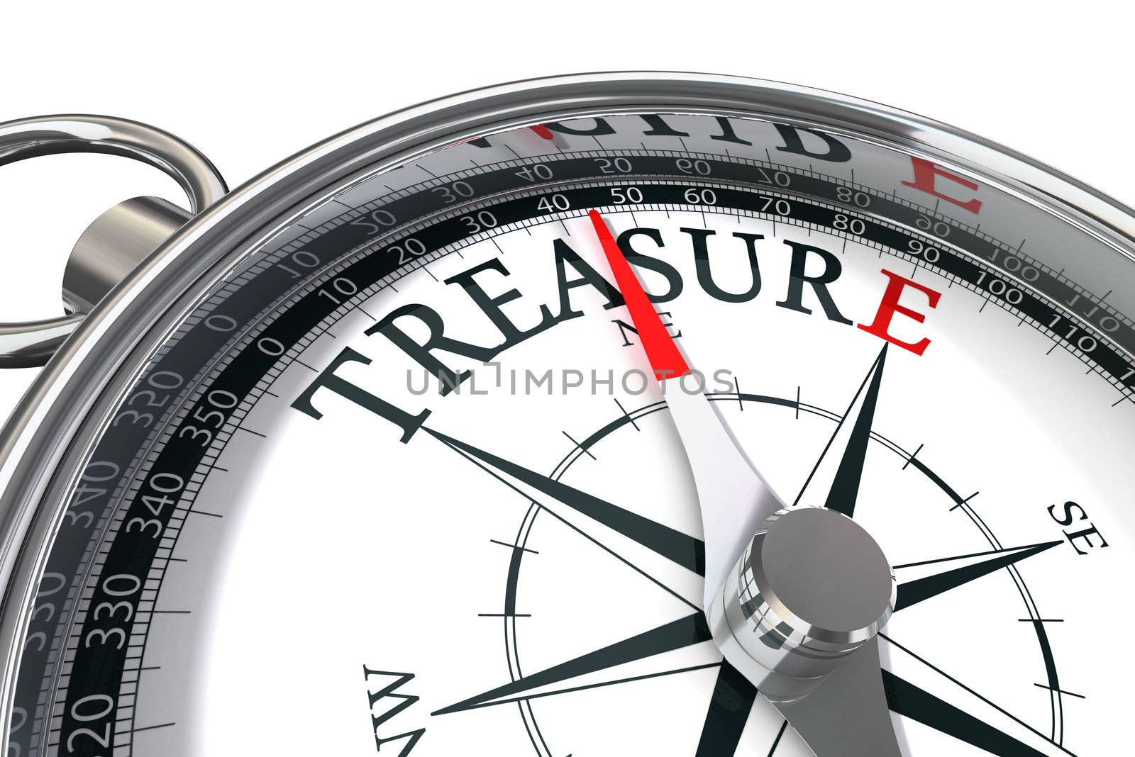 discover the treasure conceptual image with compass and word treasure