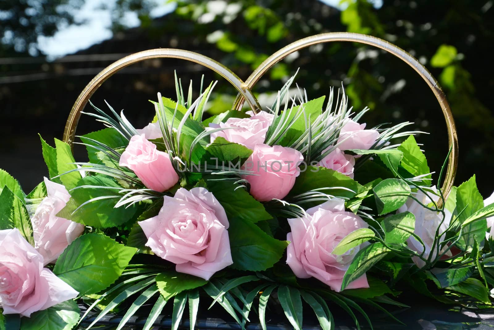 Pink rose and wedding ring 