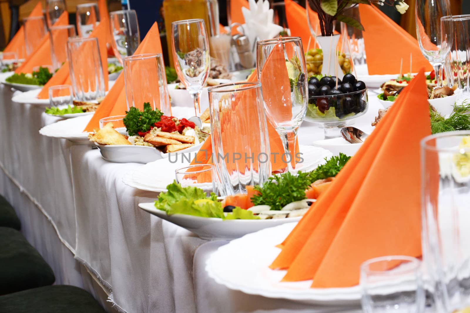 Catering food at a wedding party 