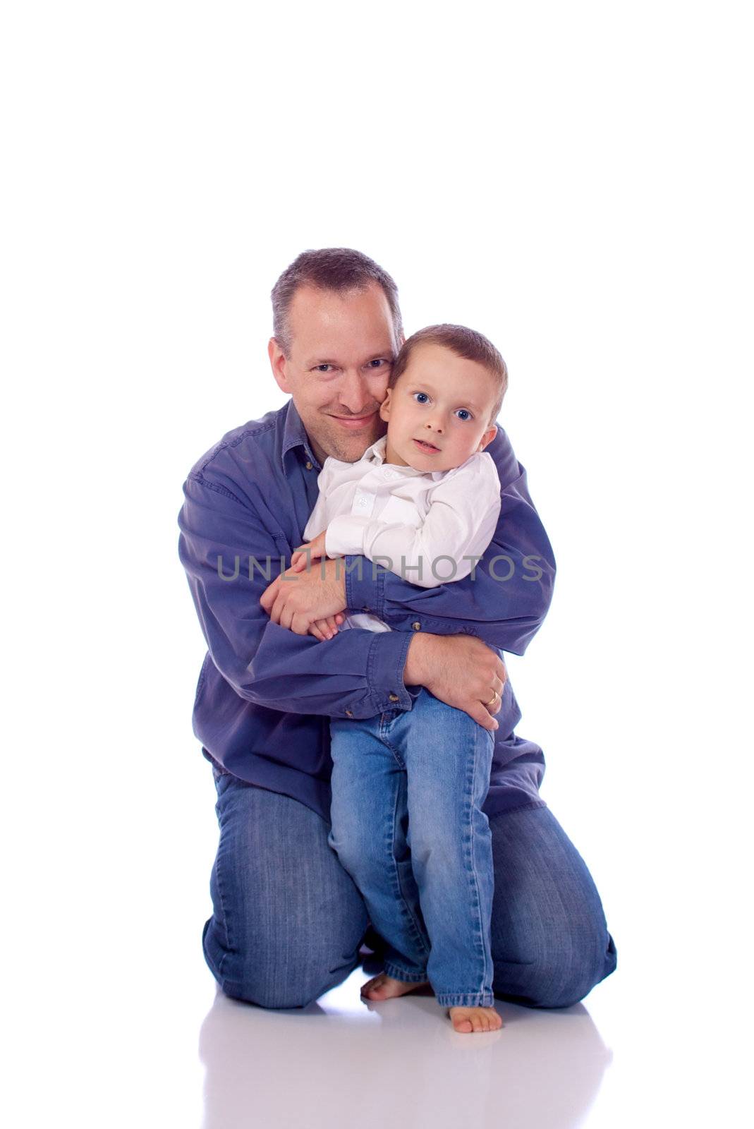 Father and son playing together