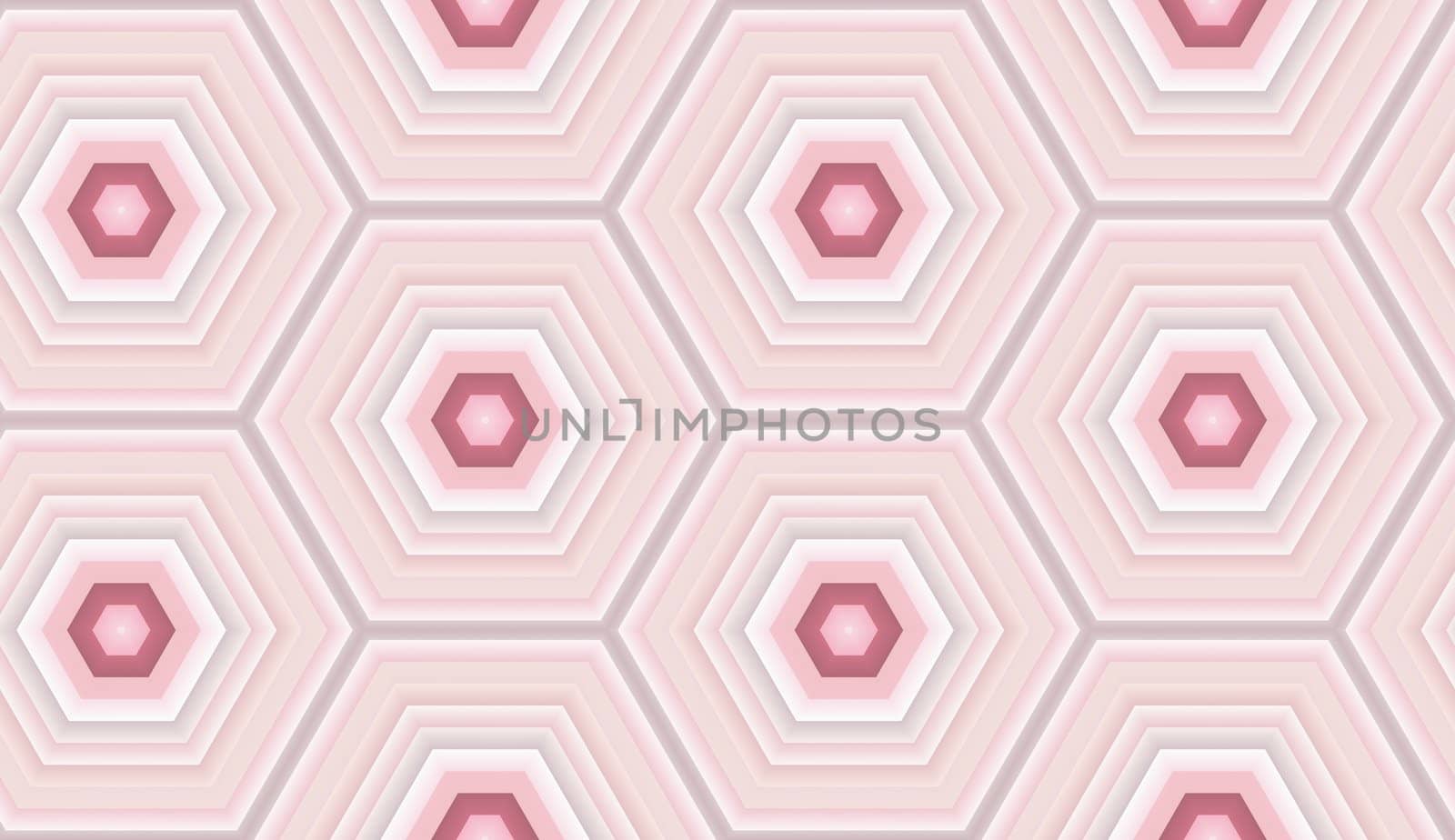 Illustrated pink seamless background made of pink hexagons