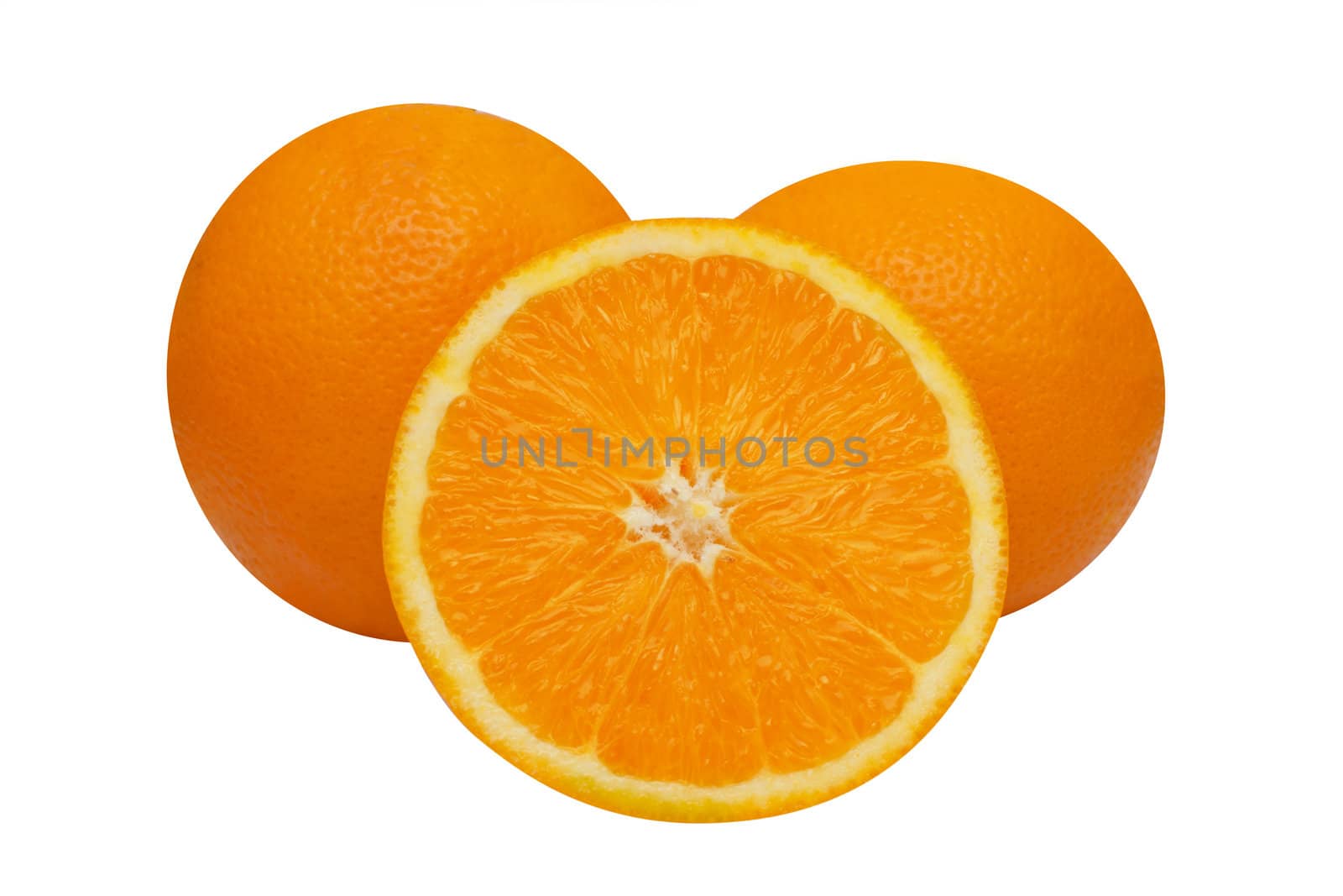 orange fruit segments isolated on white background 