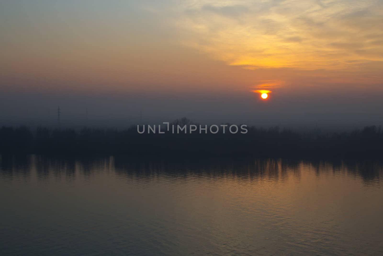 beautiful sunset over the lake