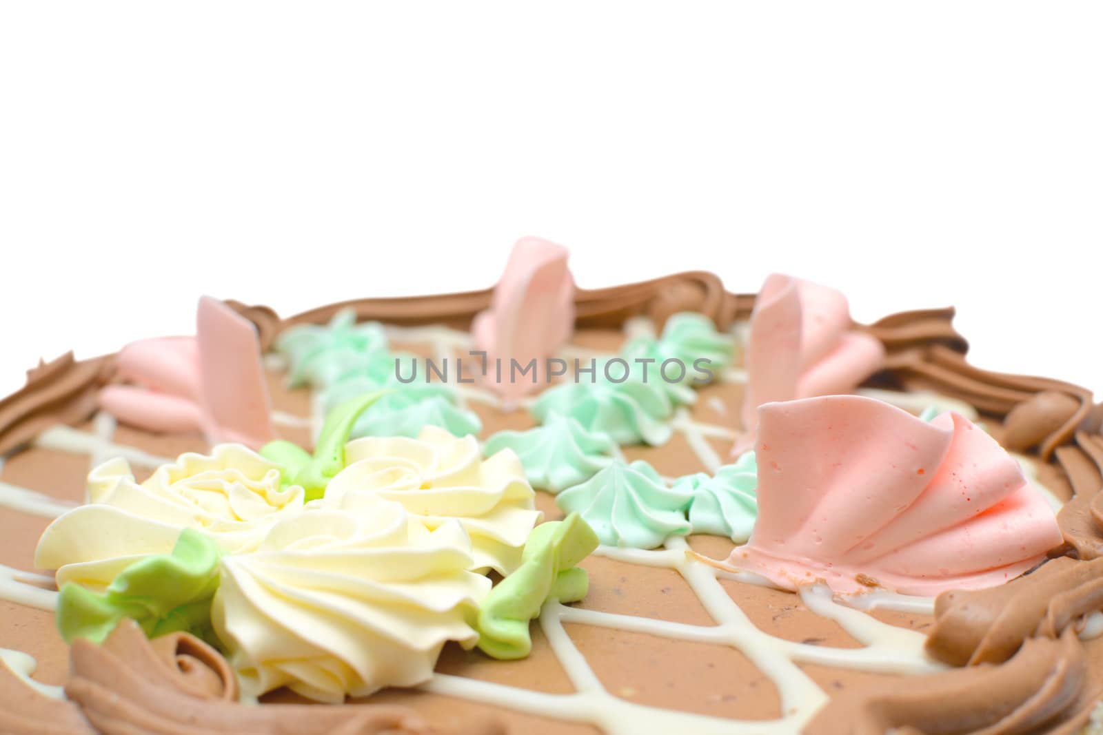 cake with cream on a white background