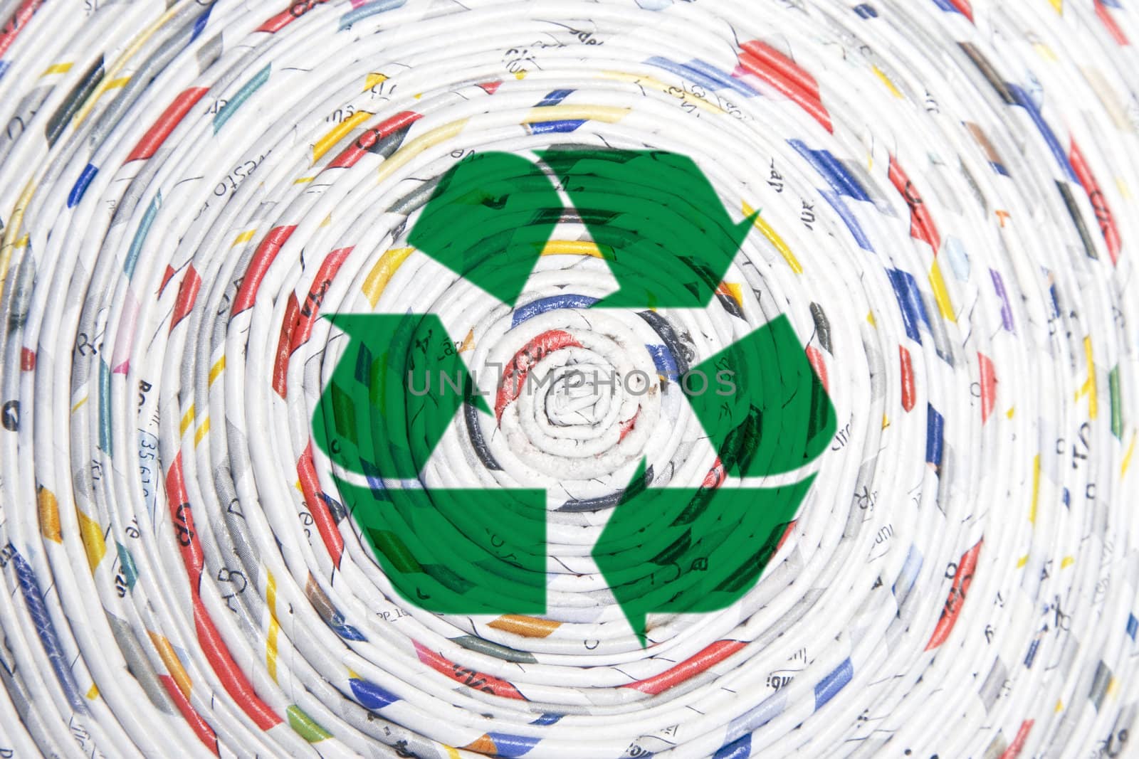 rolled paper spiral, concept of recycling
