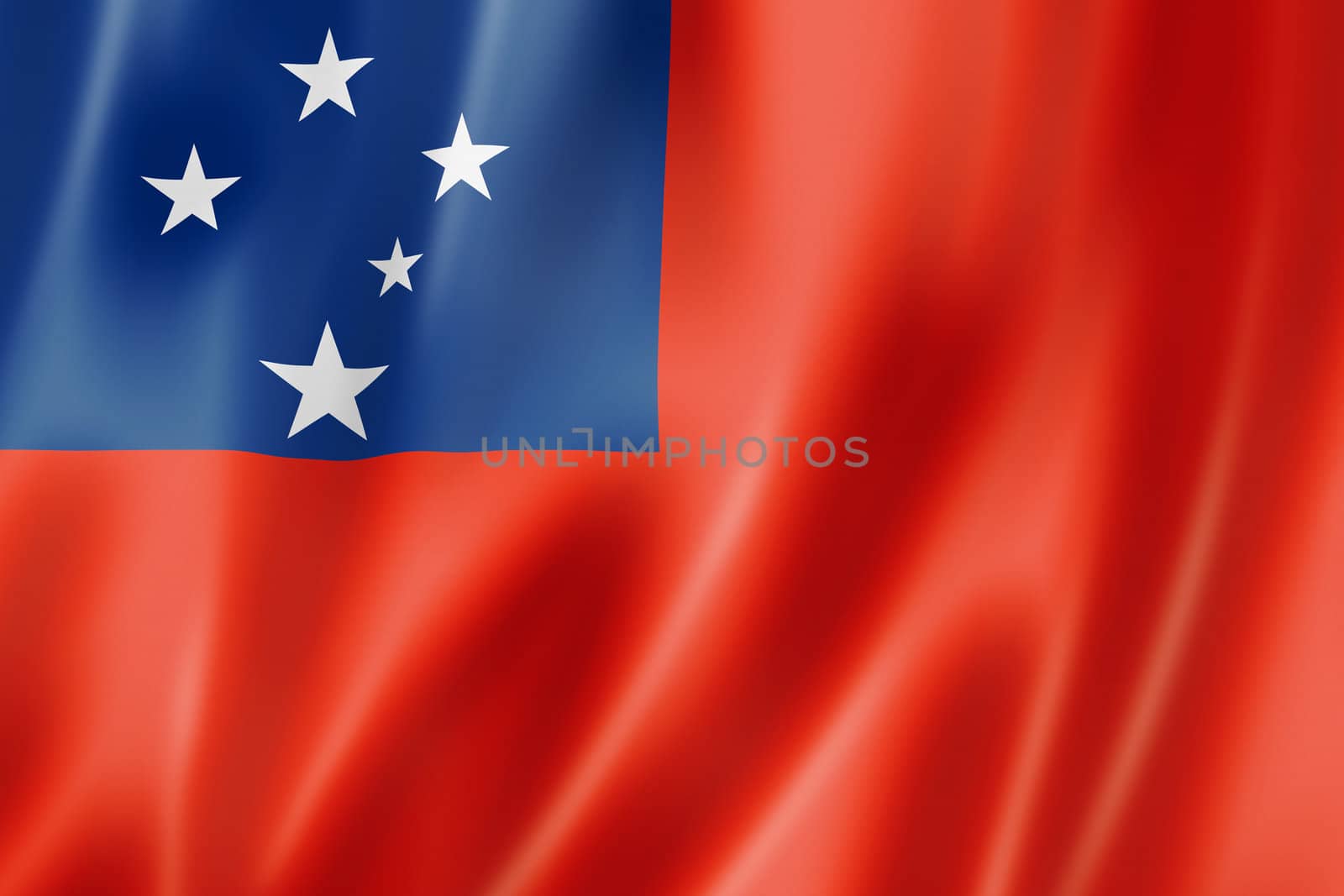 Samoa flag, three dimensional render, satin texture