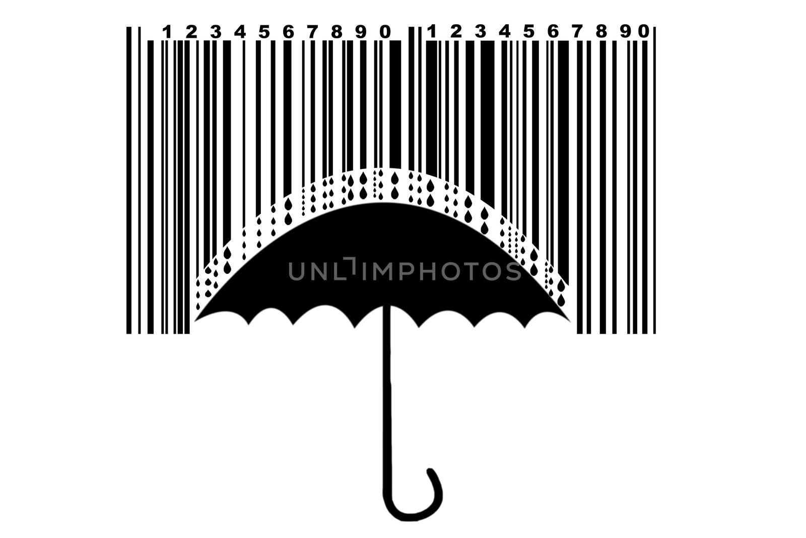 Umbrella and barcode, protection for high price