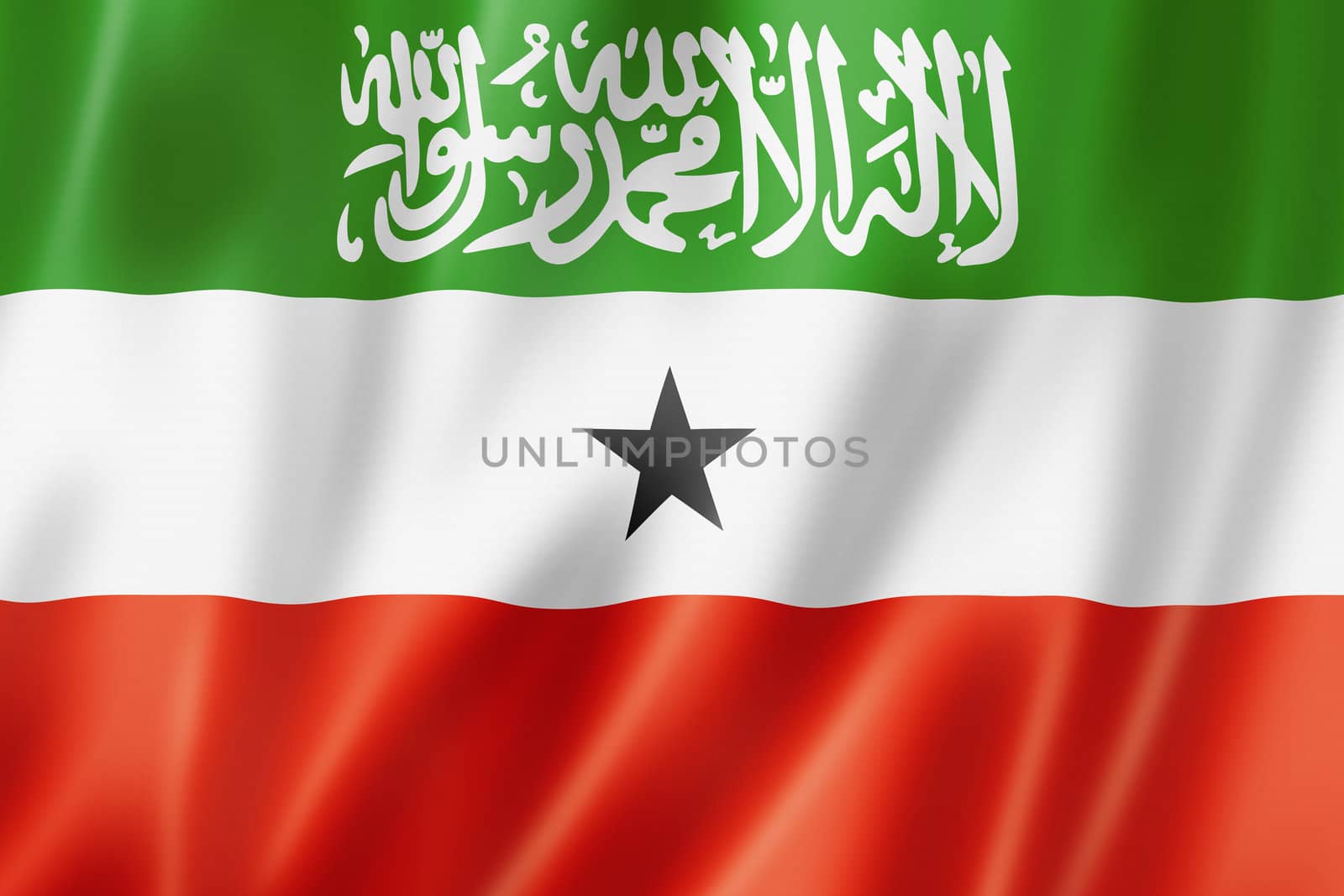 Somaliland flag, three dimensional render, satin texture