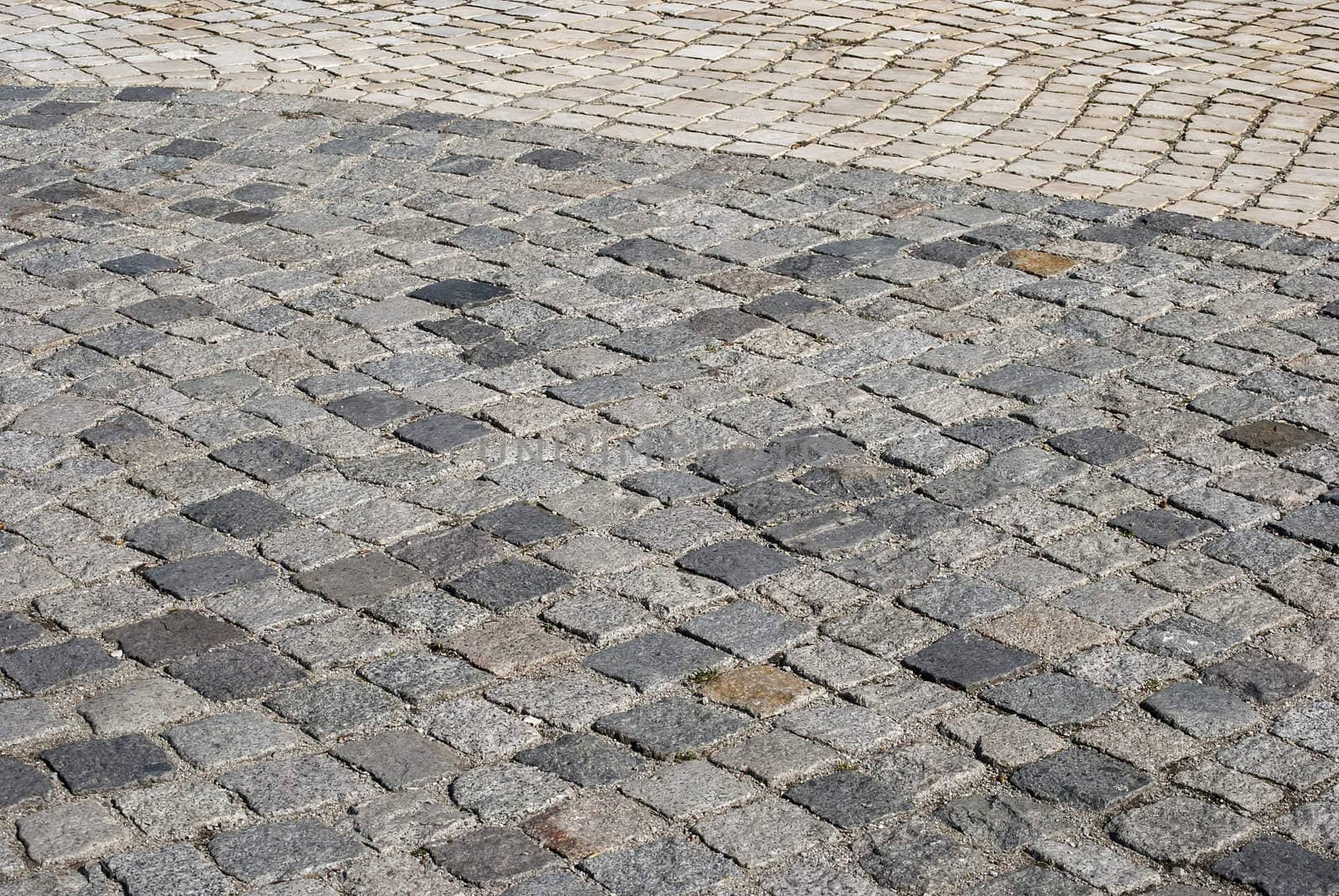 Stone paved park alley closeup as background