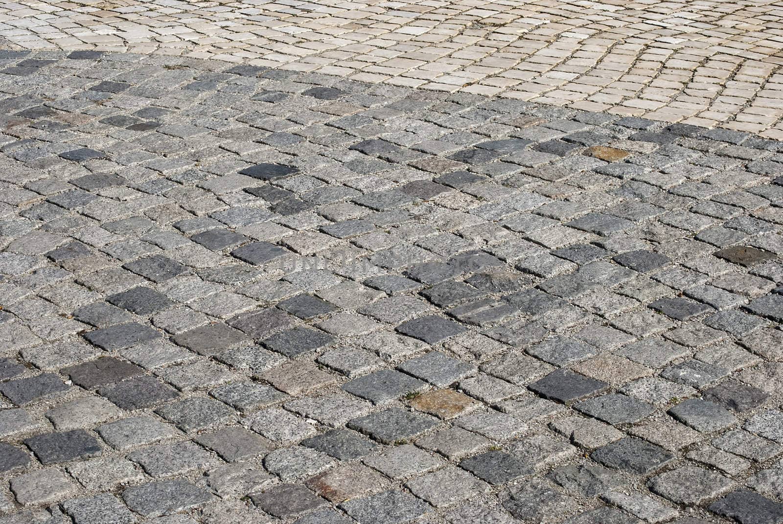 Stone paved park alley closeup as background