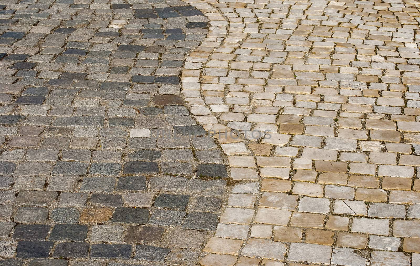 Stone paved park alley closeup as background