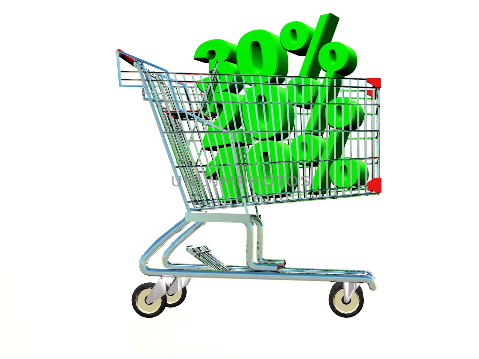 a shopping cart with % inside