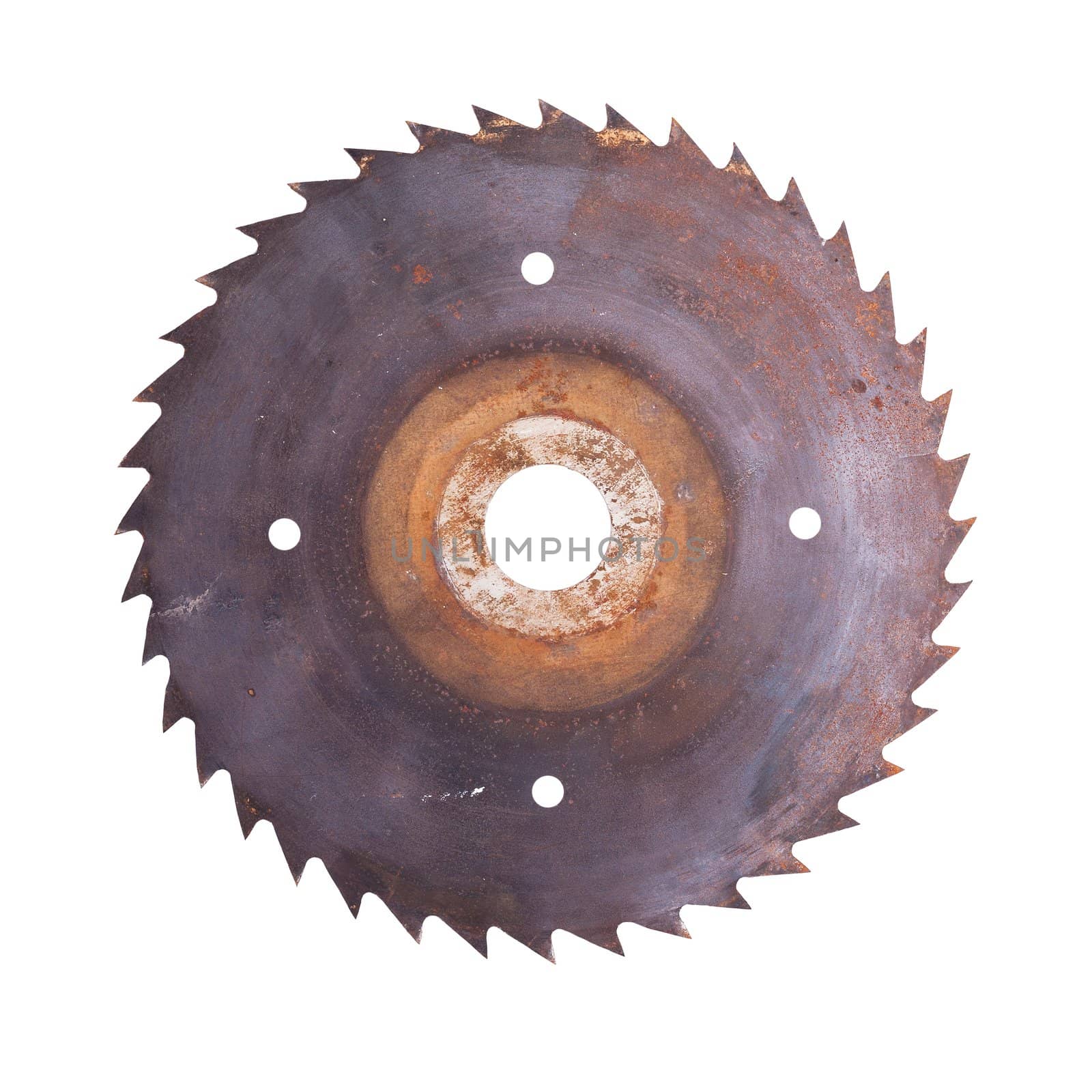 Old rusty circular Saw, isolated on white