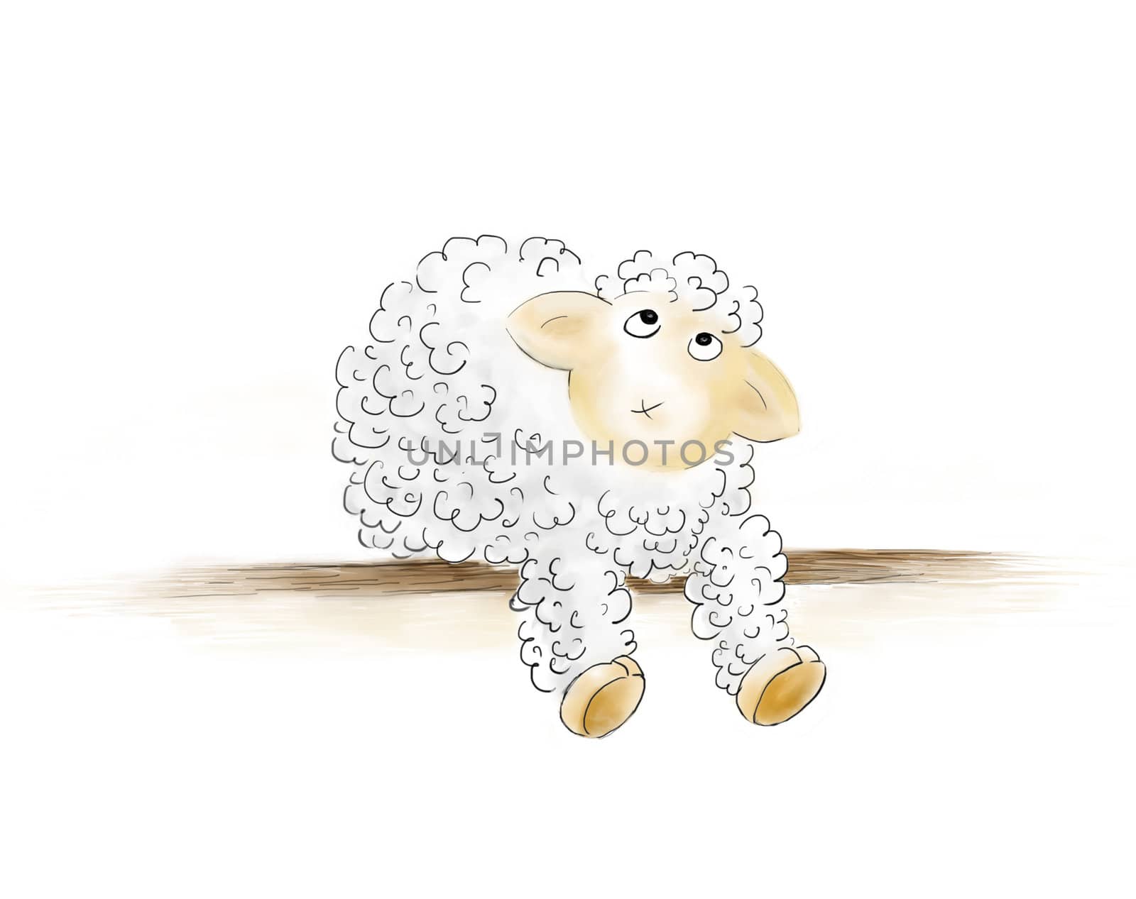 wondered sheep handrawen illustration isolated on white