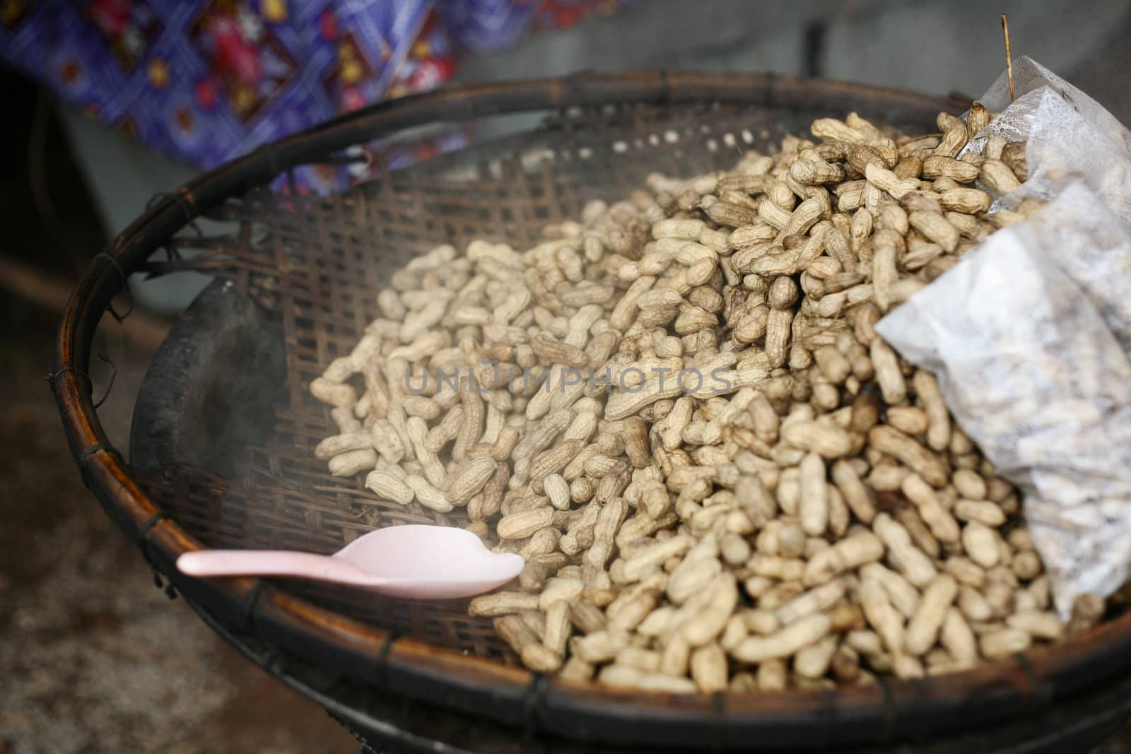 Thai boil bean sell on street food Bangkok Thailand