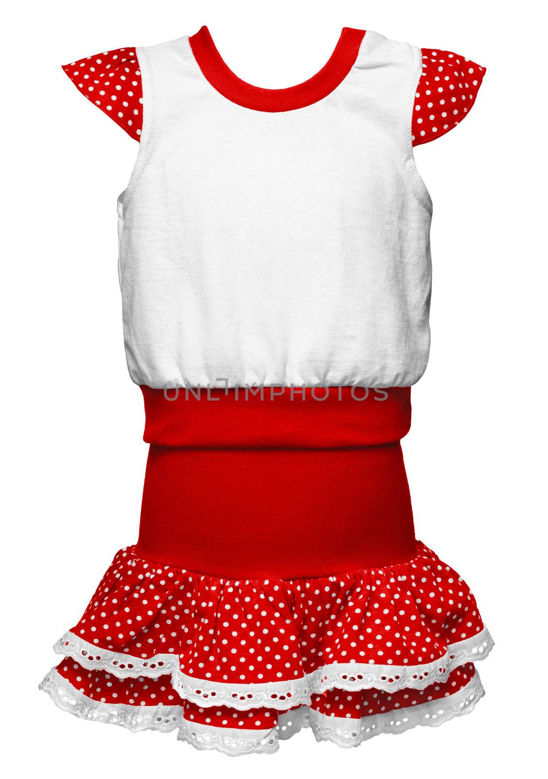 Old-fashioned red dress with polka dots for girls by pzaxe