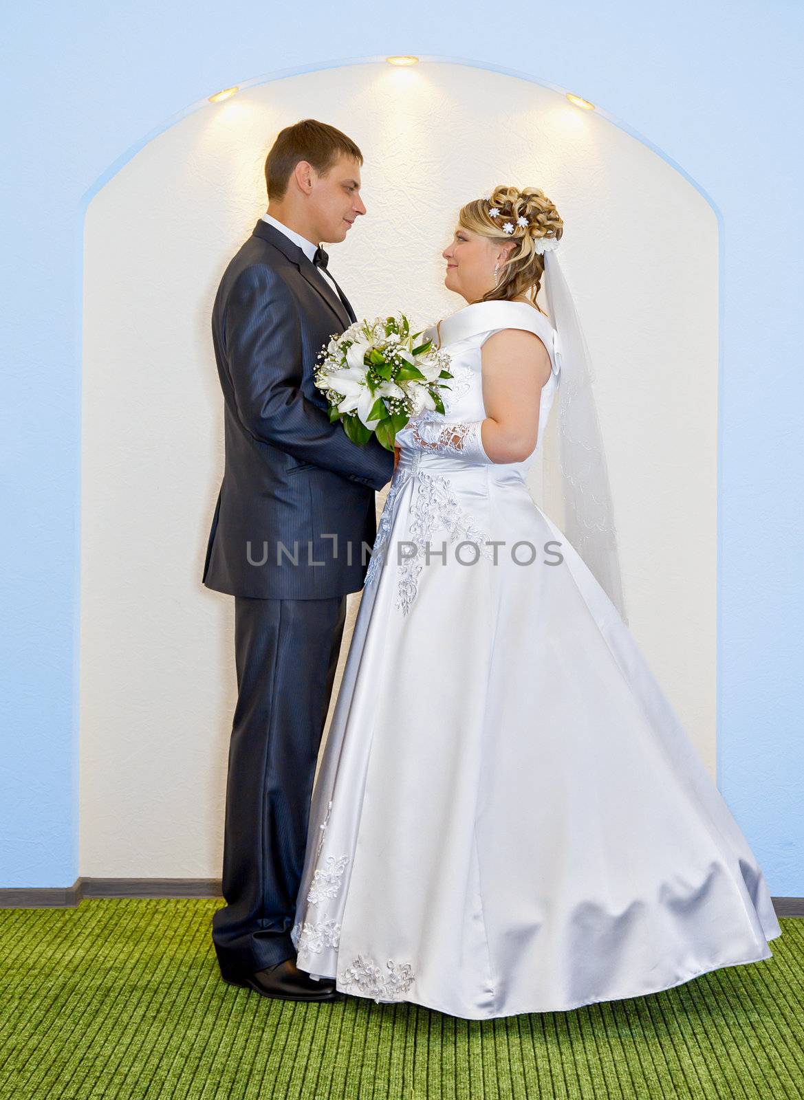 The bride and groom at wedding ceremony