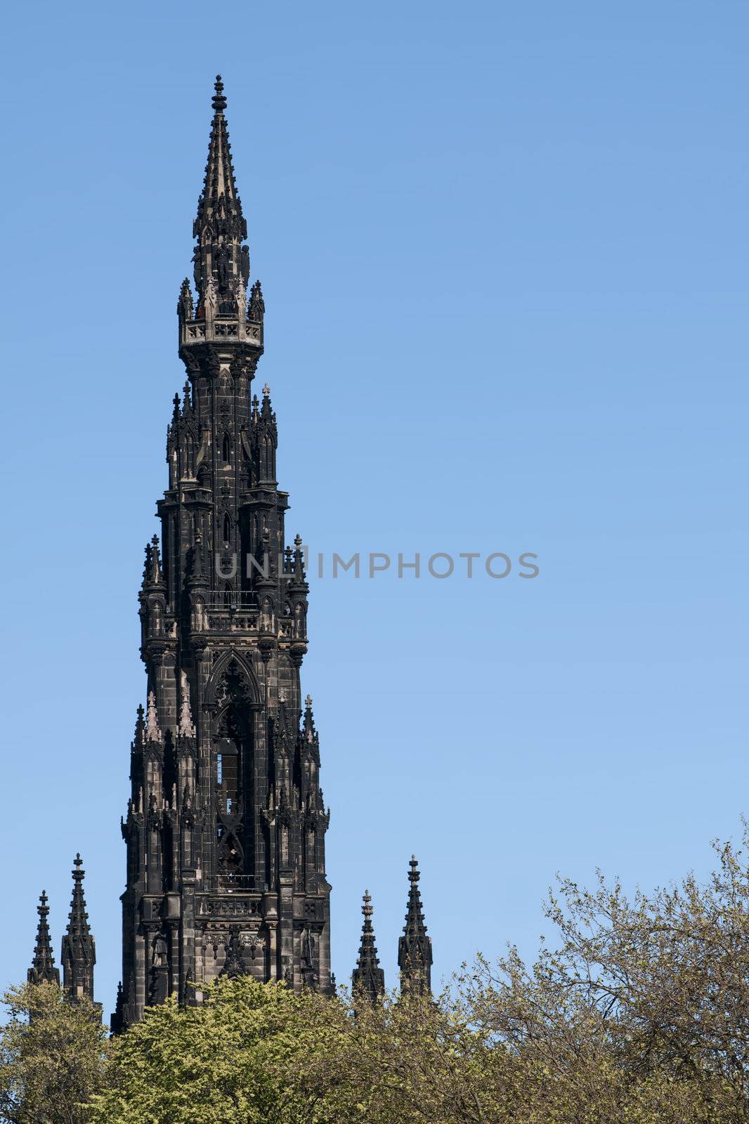 Scott Monument in city of Edinburgh, Scotland.