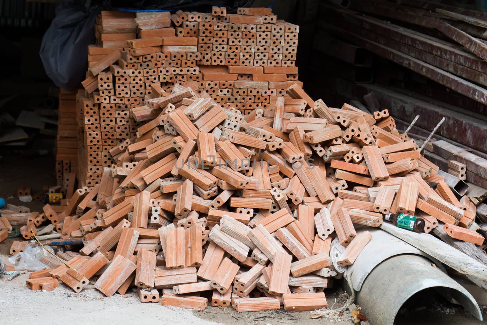 Pile of common building bricks