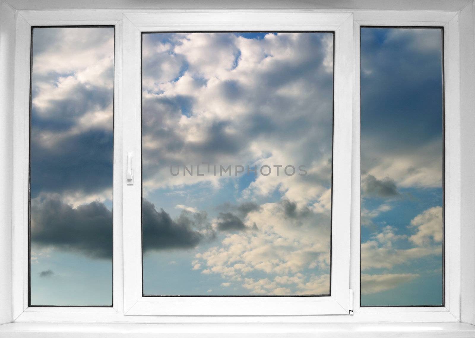 Sky seen through an white window