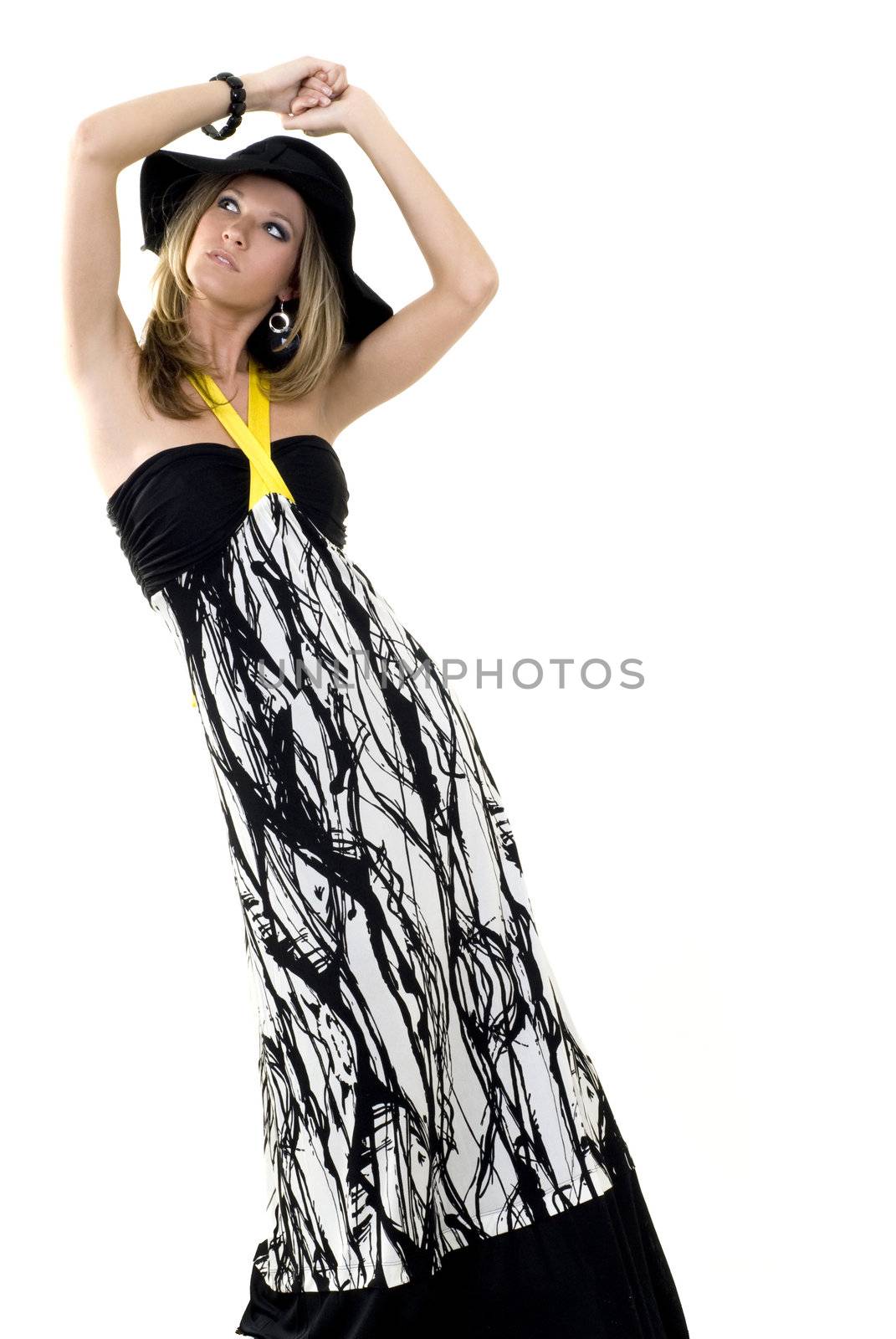 A beautiful model on an isolated white background.