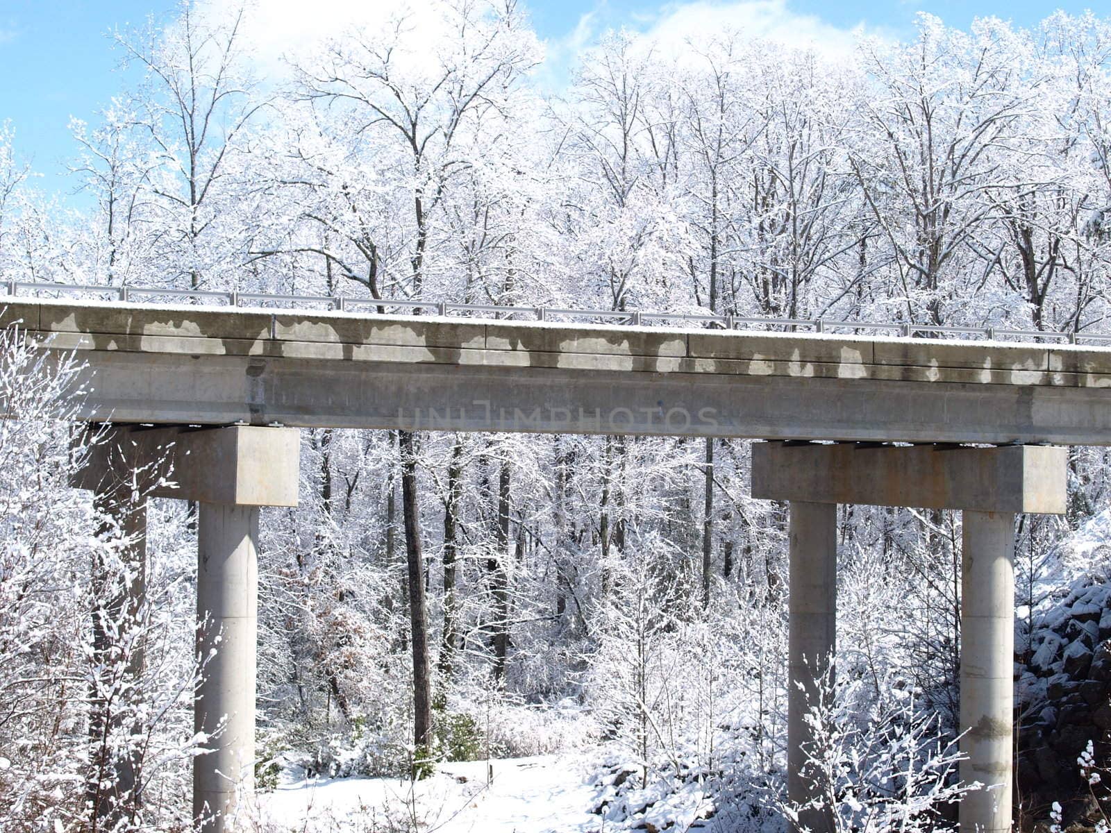 A bridge in winter after a snow storm