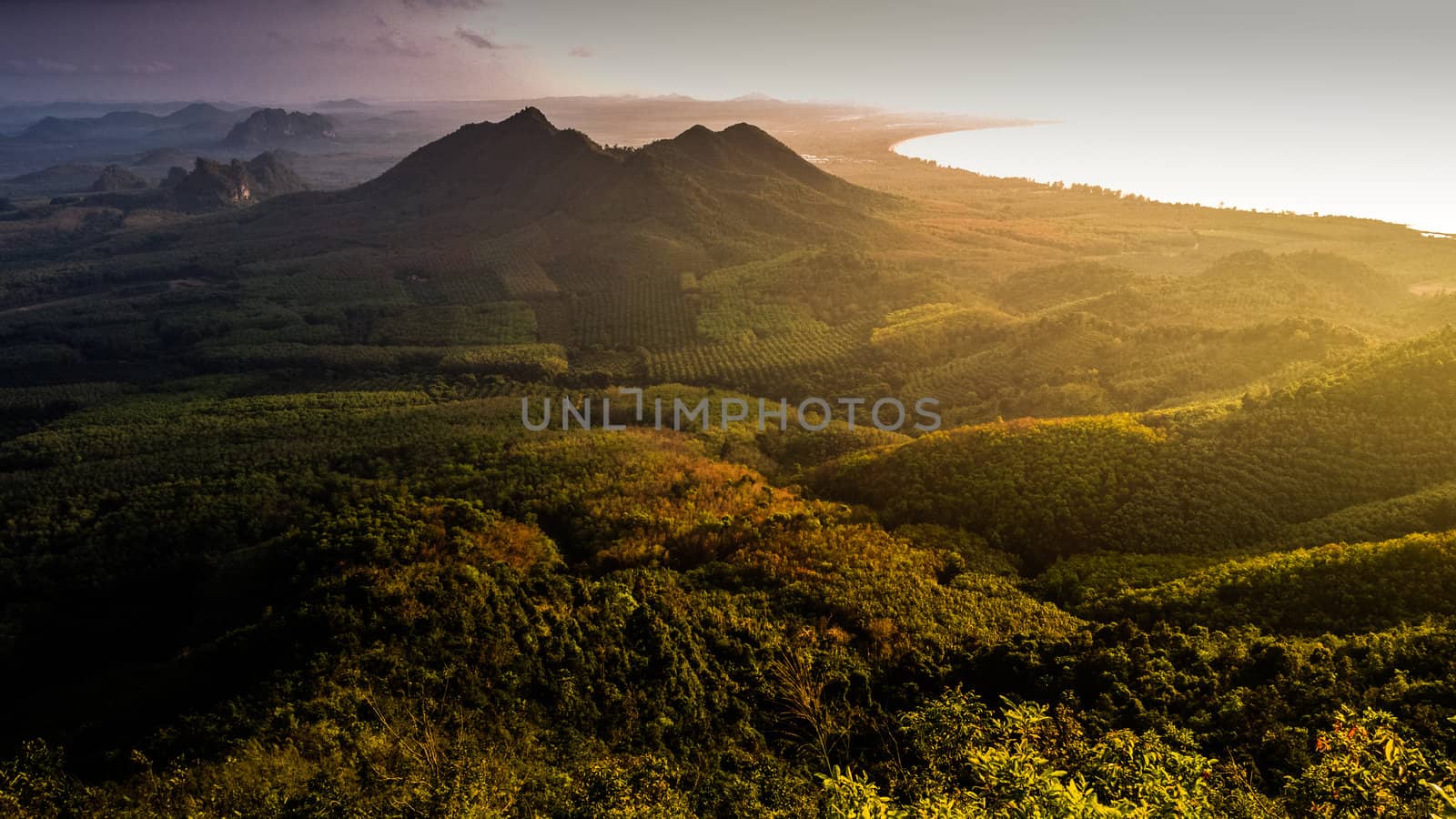 view from the din sor Hill Chompron province Thailand