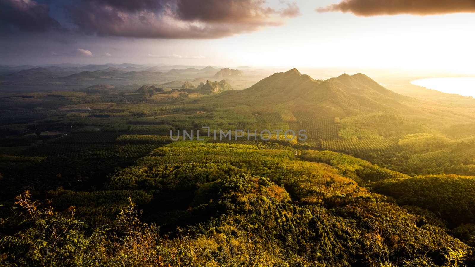 view from the din sor Hill Chompron province Thailand