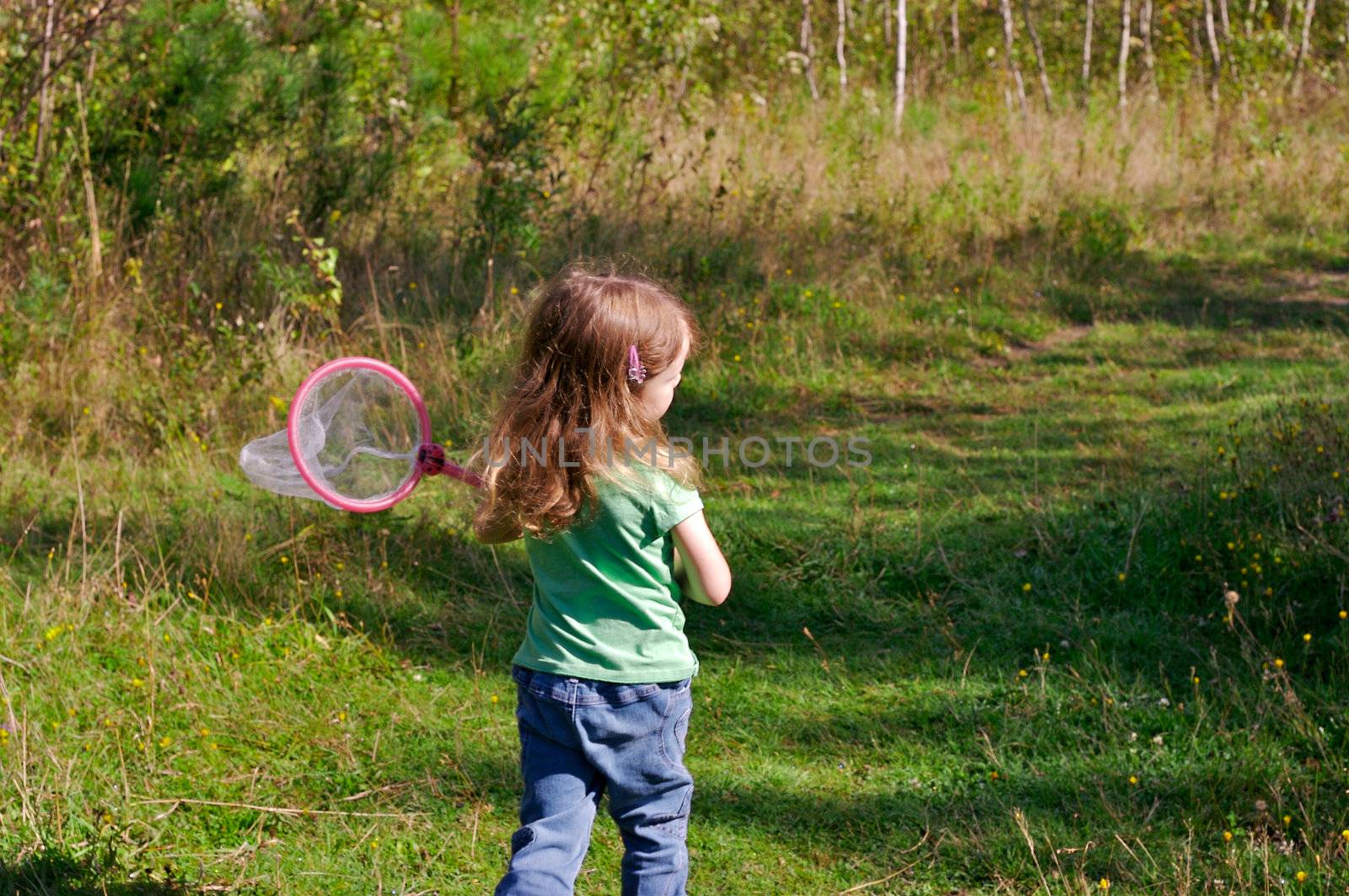 Girl hunting butterflies by Talanis
