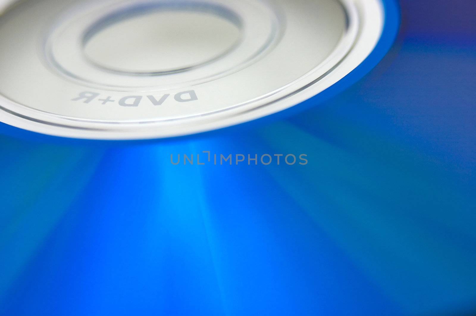 Blue writablesurface of a DVD
