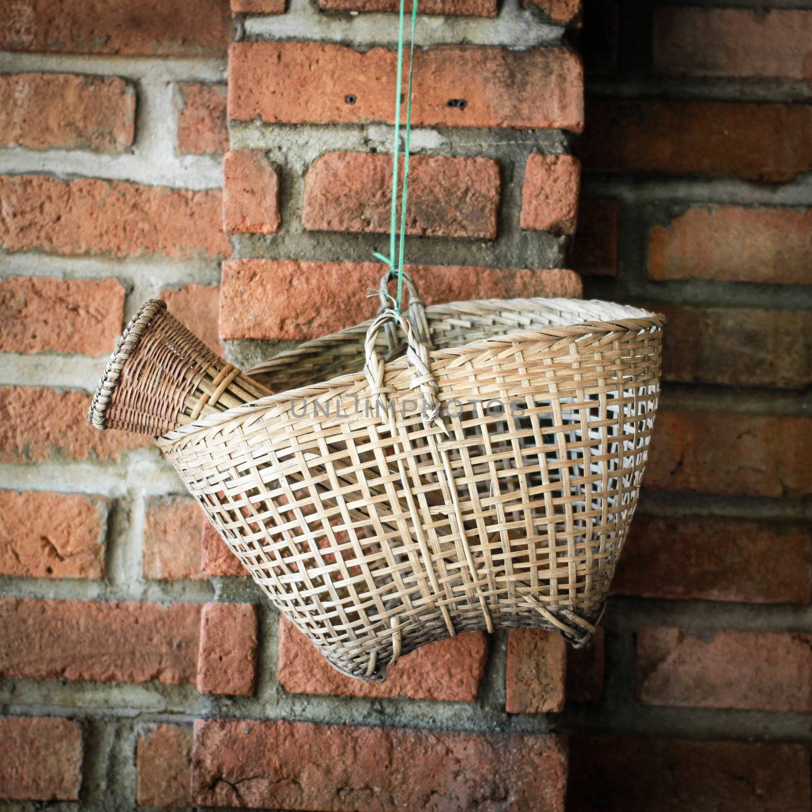 Thai handmade basket with wood