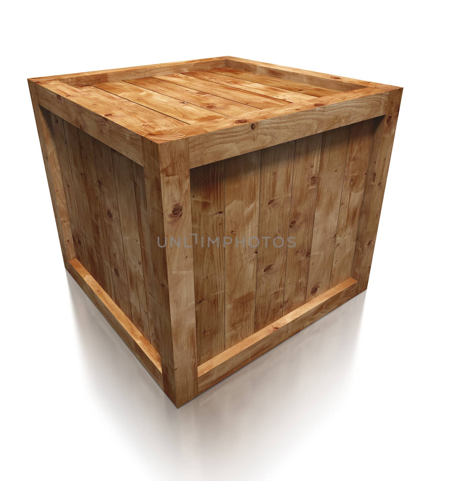 wooden box crate on white background. clipping path included