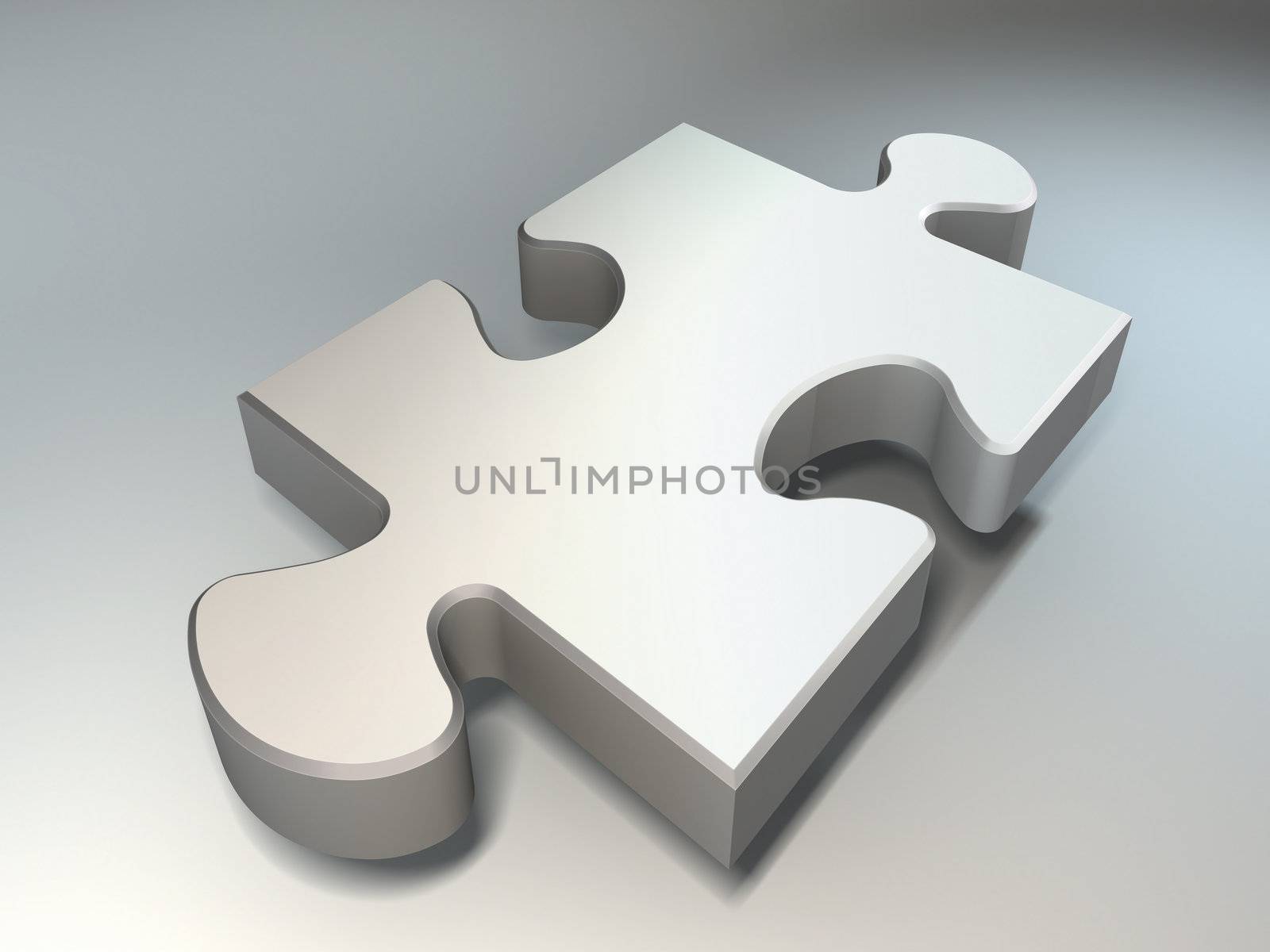jigsaw puzzle piece on white blue background