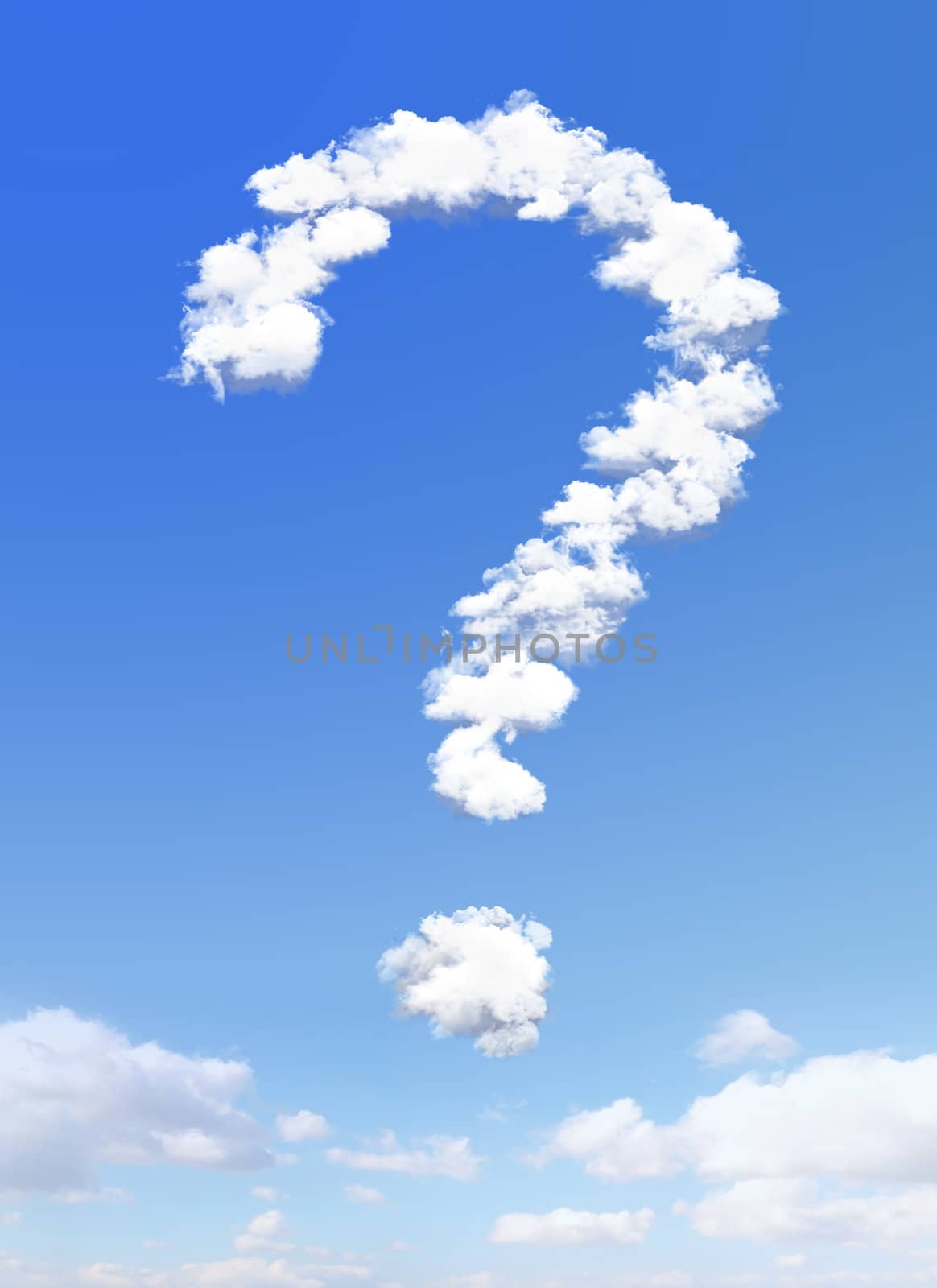 question mark shape of clouds on sky background