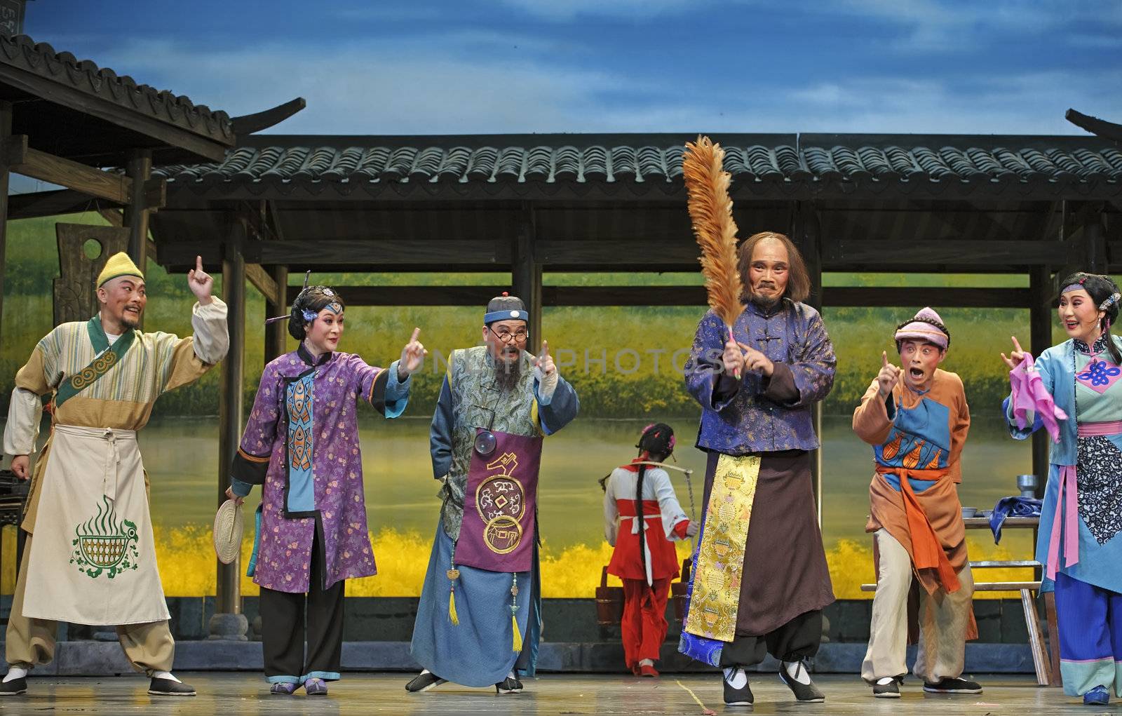 CHENGDU - JUN 7: Chinese Yue opera performer make a show on stage to compete for awards in 25th Chinese Drama Plum Blossom Award competition at Shengge theater.Jun 7, 2011 in Chengdu, China.
Chinese Drama Plum Blossom Award is the highest theatrical award in China.