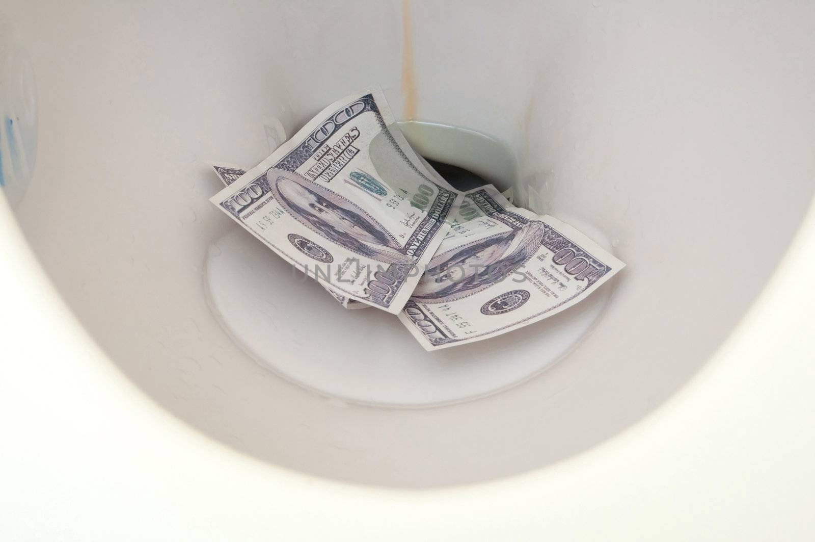 Fake One Hundred Dollar Banknotes in Water Closet