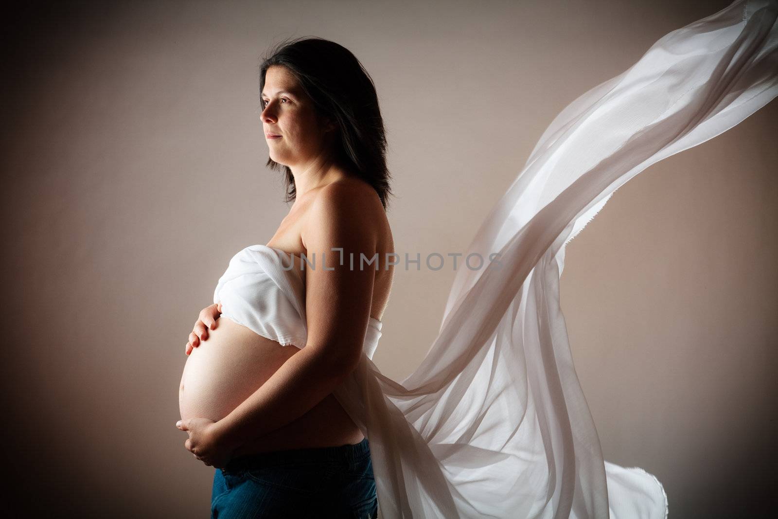 Pregnant woman in studio