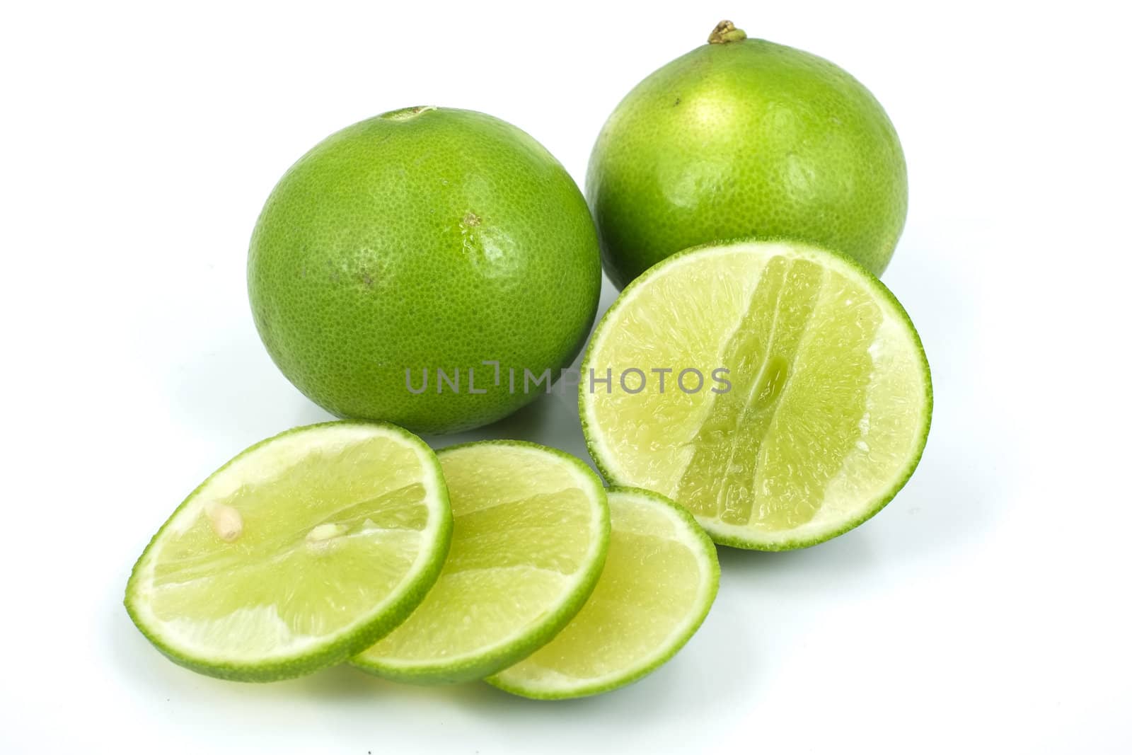 green lemon in white background