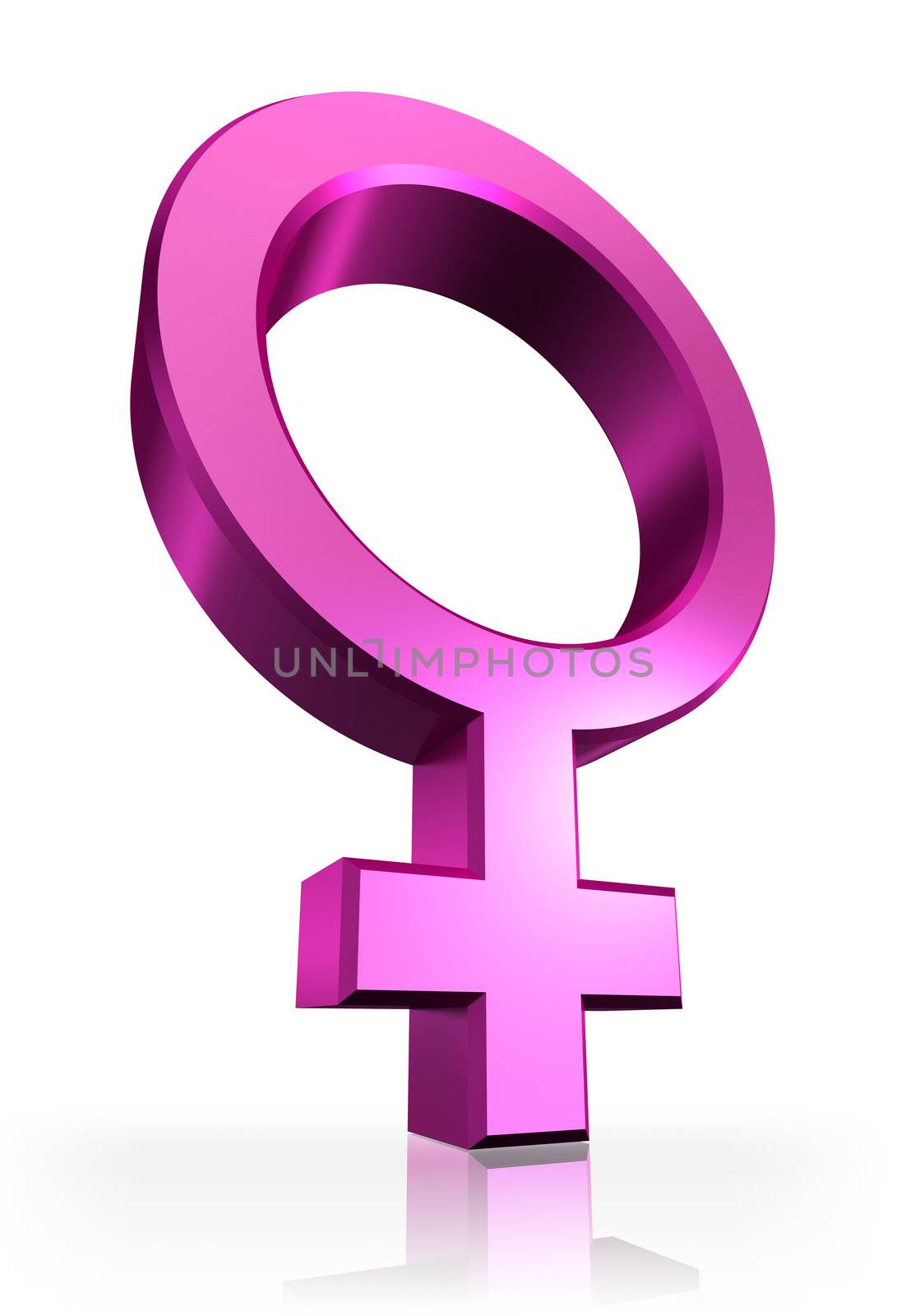 female pink symbol on white background. clipping path includedl 