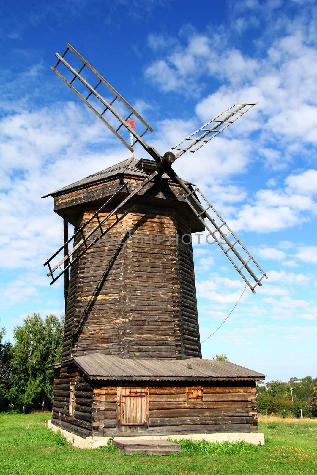 Wooden windmill of XIX century in Suzdal, Russia