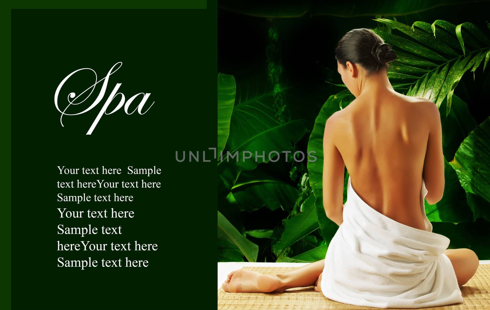 portrait of young beautiful woman  in spa environment . banner by ersler