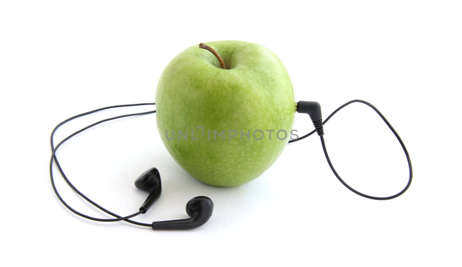 Apple player isolated over white background
