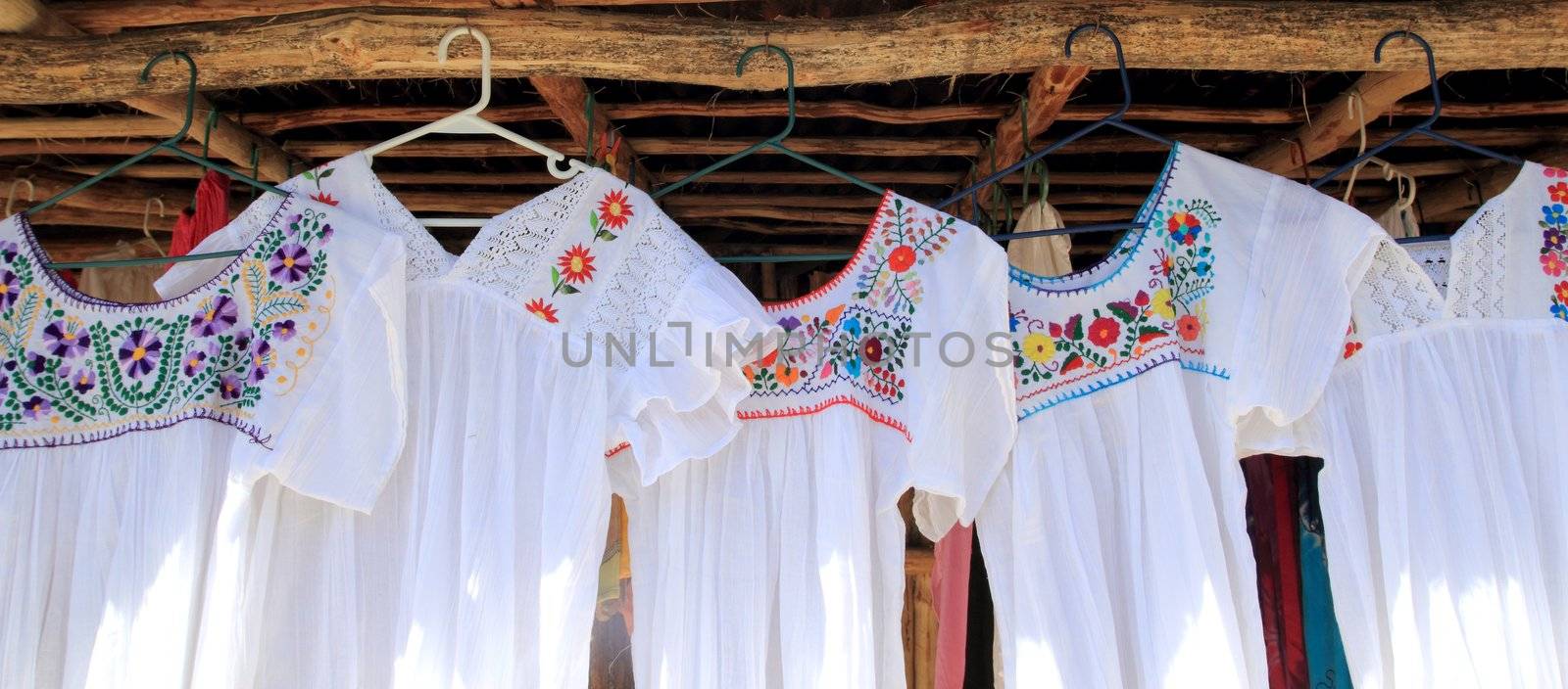 chiapas mayan white dress embroided flowers by lunamarina
