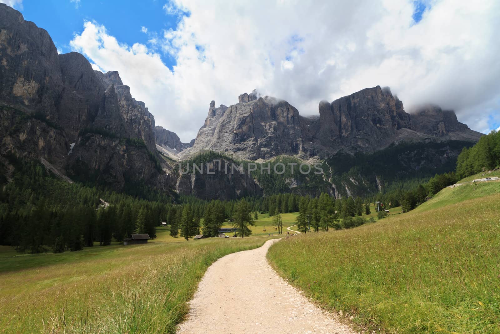 summer landscape of Badia Valley, Italian Dolomites